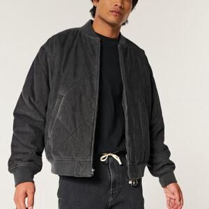 Black quilted bomber jacket in Small